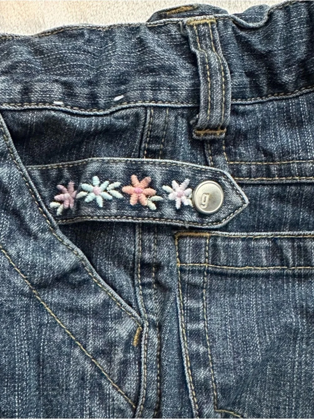 Vtg 2006 Gymboree Park City Luxe Western Embroidered Scallop Denim Jeans 5 Flare